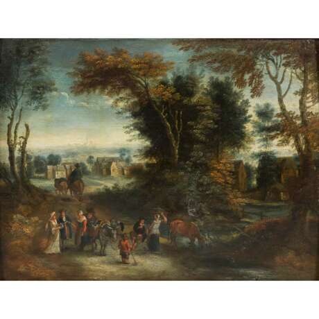 GERMAN SCHOOL OF THE 17th CENTURY "Group of villagers in a clearing". - фото 1