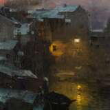 LERTINANT, ALFRED (XIX) "Sunset over a snowy village". - Foto 4