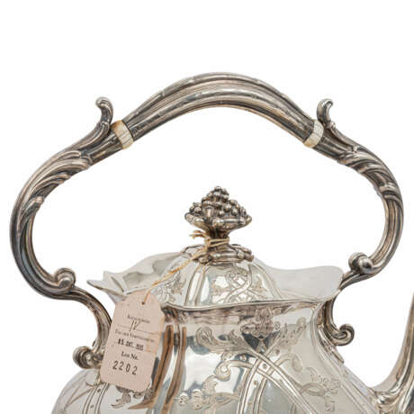 CHRISTOFLE PARIS, teapot on rechaud, silver plated, around 1860, - Foto 3