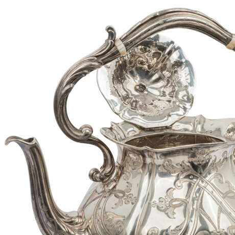 CHRISTOFLE PARIS, teapot on rechaud, silver plated, around 1860, - Foto 4