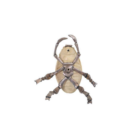 Object "Beetle" made of fossil bone and silver, - Foto 2