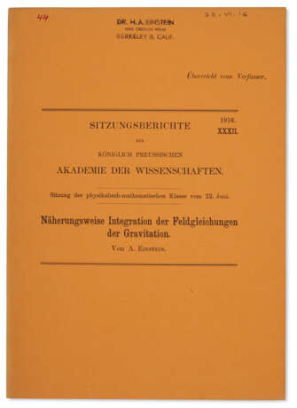 Näherungsweise Integration der Feldgleichungen der Gravitation, from his son's library - фото 1
