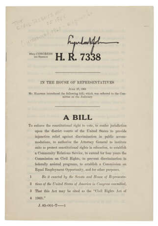 An early draft of the Civil Rights Act of 1964 - фото 1