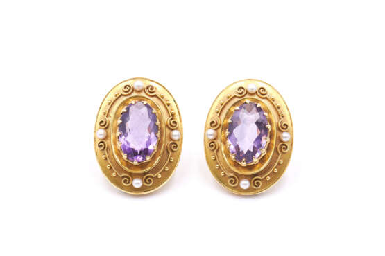 Amethyst Pearl Ear Clips - Foto 1