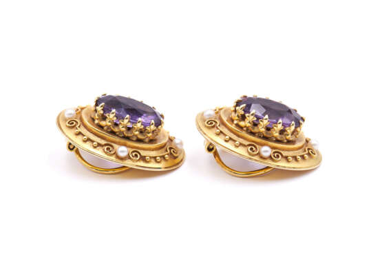 Amethyst Pearl Ear Clips - фото 2