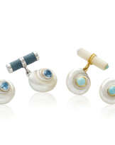 NO RESERVE | TRIANON TWO PAIRS OF MULTI-GEM CUFFLINKS