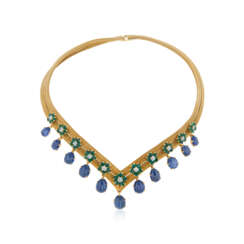 NO RESERVE | SAPPHIRE, EMERALD, DIAMOND AND GOLD NECKLACE
