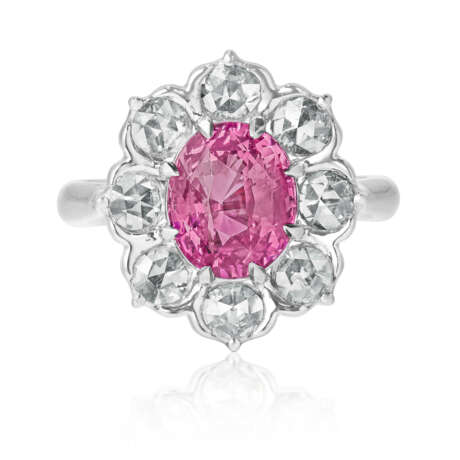 NO RESERVE | PINK SAPPHIRE AND DIAMOND RING - Foto 1