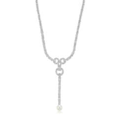 CARTIER DIAMOND AND CULTURED PEARL 'AGRAFE' NECKLACE