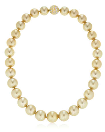 GOLDEN CULTURED PEARL AND DIAMOND NECKLACE - photo 1