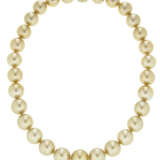 GOLDEN CULTURED PEARL AND DIAMOND NECKLACE - фото 1