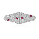 NO RESERVE | ART DECO RUBY AND DIAMOND DOUBLE CLIP-BROOCH - photo 1