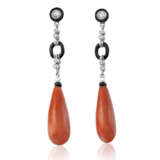 NO RESERVE | ART DECO CORAL, MULTI-GEM AND DIAMOND EARRINGS - фото 1