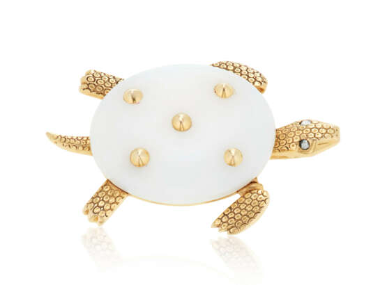 NO RESERVE | CARTIER AGATE, DIAMOND AND GOLD TURTLE BROOCH - Foto 1