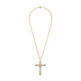 NO RESERVE | TIFFANY & CO., JEAN SCHLUMBERGER RUBY AND DIAMOND CROSS PENDANT AND TIFFANY & CO. GOLD CHAIN - Foto 3