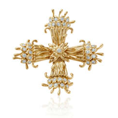 NO RESERVE | TIFFANY & CO., JEAN SCHLUMBERGER MALTESE CROSS DIAMOND AND GOLD BROOCH