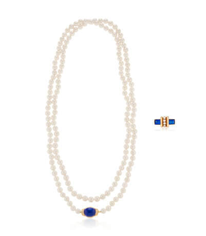NO RESERVE | CARTIER GROUP OF CULTURED PEARL, LAPIS LAZULI AND DIAMOND JEWELRY - Foto 1