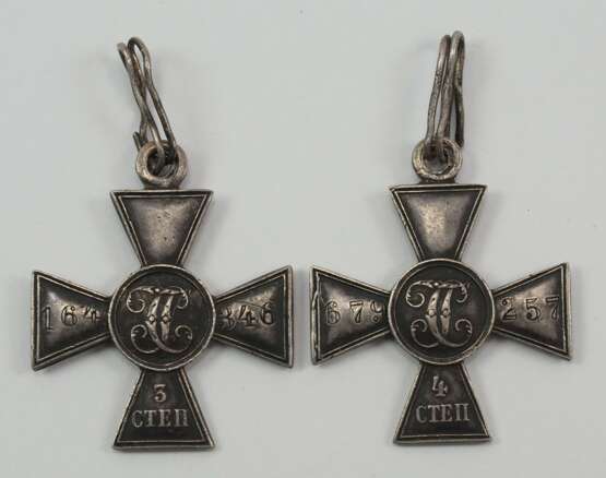 Russland: St. Georgs Orden, Soldatenkreuz 3. und 4. Klasse für den selben Träger. - фото 1