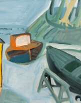 Oskar Manigk (Berlin 1934). Usedom - Strand mit gelber Fischerhütte.