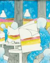 Kerstin Mempel (Herrenberg 1967). 4 Werke 'Café- und Restaurant-Besucher'.