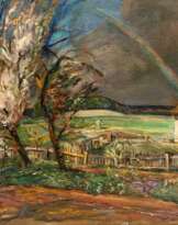 Ludwig Dettmann (Adelbye 1865 - Berlin 1944). Landschaft mit Regenbogen.