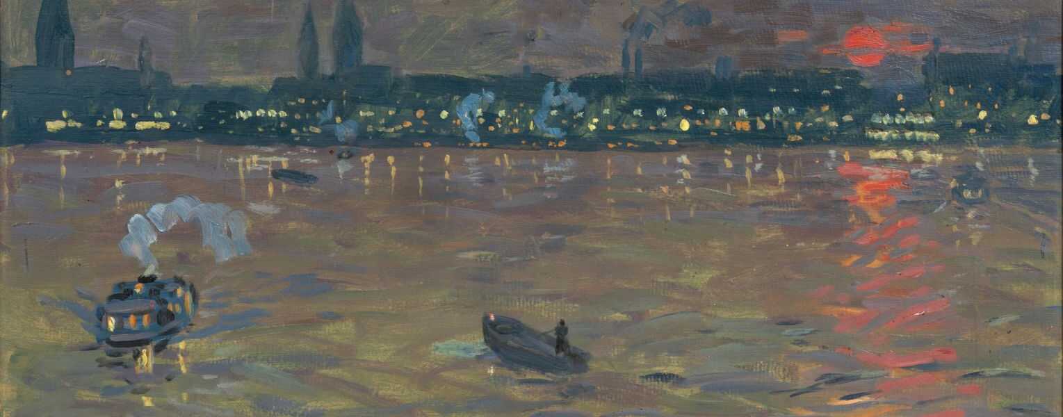 Ernst Eitner (Hamburg 1867 - Hamburg 1955). Sonnenuntergang über der Binnenalster.