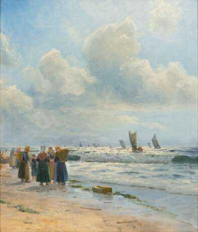 Holger Lübbers (Kopenhagen 1850 - Kopenhagen 1931). Fischerfrauen am Strand. - Foto 1
