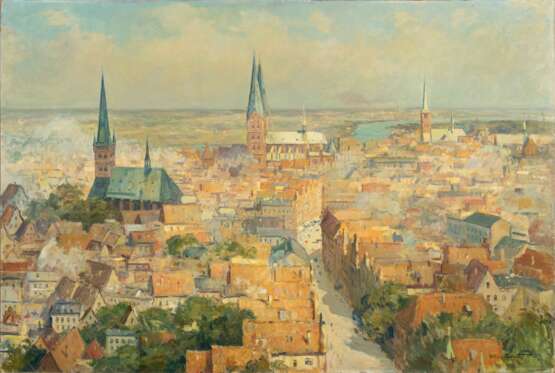 Werner Reuter (1902 - 1962). Panorama von Lübeck. - Foto 1