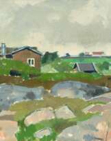 Olaf Rude (Rakvere/Estland 1886 - Frederiksberg 1957). Häuser in der Landschaft.