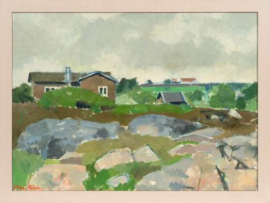 Olaf Rude (Rakvere/Estland 1886 - Frederiksberg 1957). Häuser in der Landschaft. - Foto 2