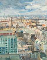 Erich Wessel (Hamburg 1906 - Hamburg 1985). Blick von Altona über Hamburg.
