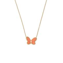 VAN CLEEF & ARPELS CORAL AND DIAMOND BUTTERFLY NECKLACE