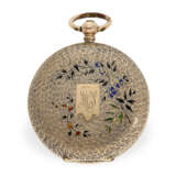 Taschenuhr: goldene Damenuhr mit besonders schönem Zifferblatt mit Emaillemalerei, ca. 1880 - photo 5