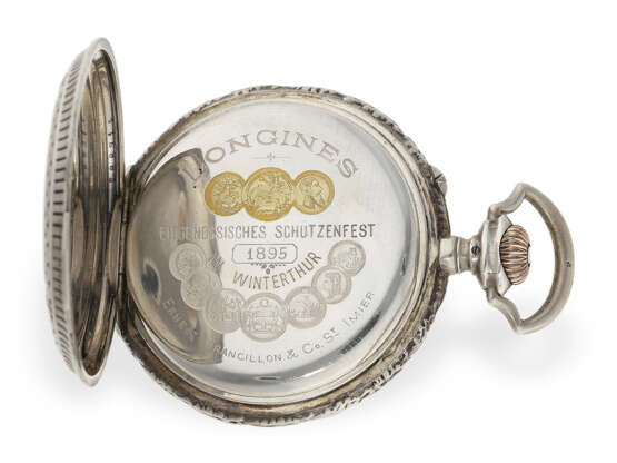 Taschenuhr: rare Longines Schützenuhr, Chronometer mit Originalbox und Originalpapieren, Winterthur, 1895 - фото 4