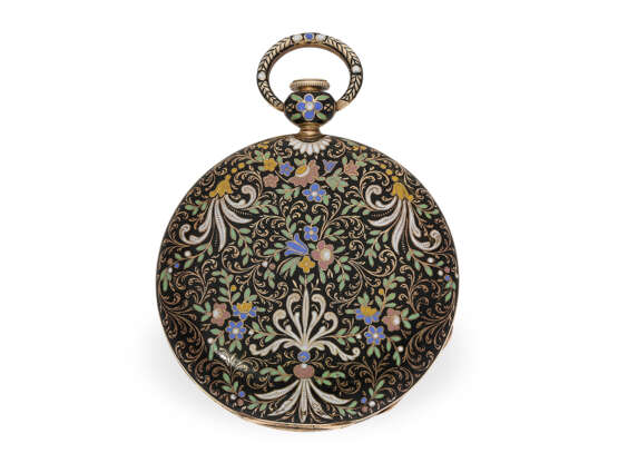 Taschenuhrgehäuse: Gold/Emaillegehäuse von herausragender Qualität, Courvoisier & Co., ca. 1820 - Foto 2