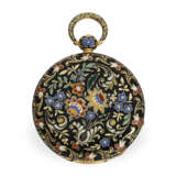 Taschenuhr: ausgesprochen schöne Lepine mit Emaillegehäuse, Originalschlüssel und Originalbox, ca. 1820 - Foto 1
