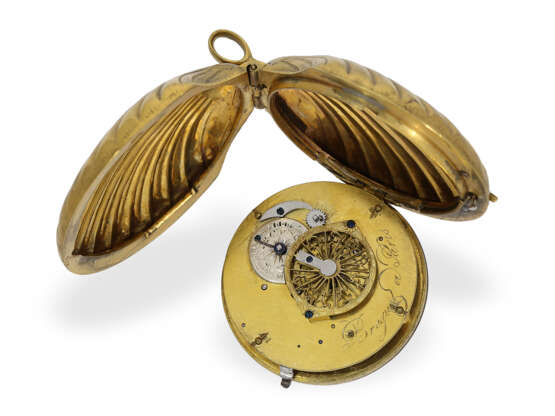Taschenuhr: außergewöhnlich große Formuhr, um 1820, Muschelform - Foto 2
