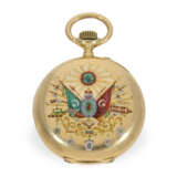 Extrem seltene Gold/Emaille-Taschenuhr mit Wappen des Hauses Osman und 2. Zeitzone, osmanische Präsentuhr um 1890 - Foto 5