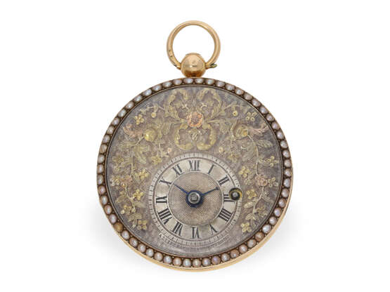 Taschenuhr: außergewöhnlich schöne Lepine mit Gold/Emaillegehäuse und Perlenbesatz, Alliez, Bachelard & Terond Geneve - Foto 2