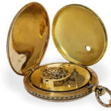 Taschenuhr: Gold/Emaille-Lepine mit seltener Trauerdekoration, mit Originalkette und Schlüssel - photo 4