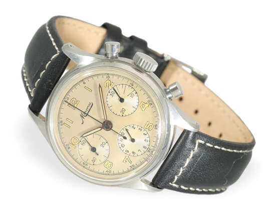 Armbanduhr: attraktiver Stahl-Chronograph, Minerva um 1950, sehr guter Zustand - photo 1