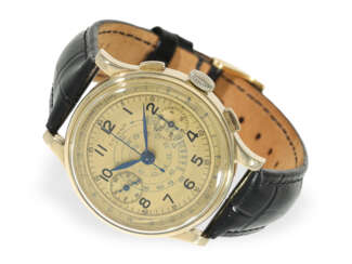 Armbanduhr: seltener und attraktiver, großer Gold-Chronograph, Eterna, ca.1950