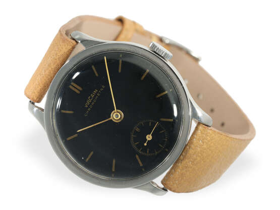 Armbanduhr: hoch attraktives "oversize" Chronometer mit schwarzem Zifferblatt, Vulcain, um 1940 - Foto 1