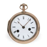 Taschenuhr: rotgoldene Clockwatch mit Selbstschlag, vermutlich um 1800 - Foto 1