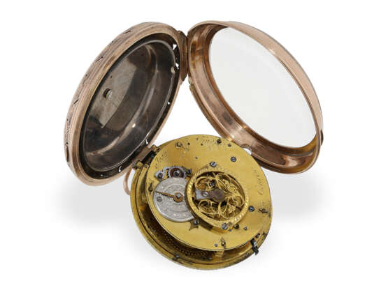 Taschenuhr: rotgoldene Clockwatch mit Selbstschlag, vermutlich um 1800 - Foto 2