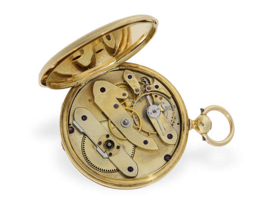 Taschenuhr: sehr frühe Patek Philippe Goldsavonnette mit Stammbuchauszug, Genf 1860 - Foto 2