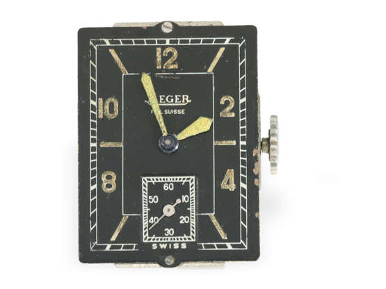 Armbanduhr: frühe Jaeger Le Coultre mit schwarzem Zifferblatt, Stahl, ca. 1935 - photo 4