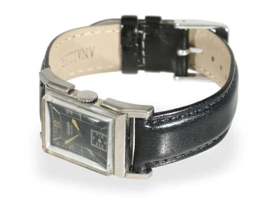 Armbanduhr: frühe Jaeger Le Coultre mit schwarzem Zifferblatt, Stahl, ca. 1935 - photo 6