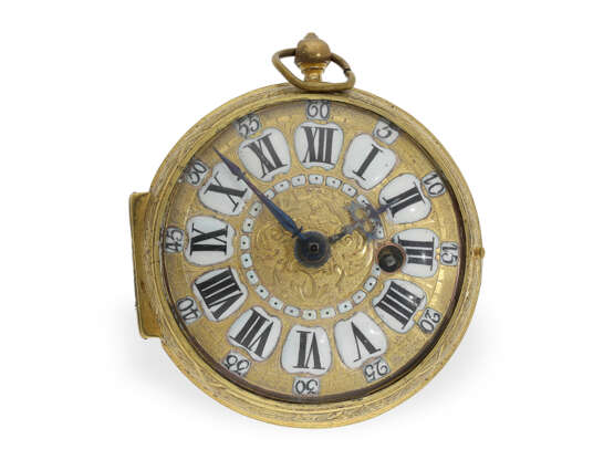 Taschenuhr: außergewöhnliche Oignon mit aufwendigem Reliefgehäuse, Minoche Paris, ca. 1700 - photo 1