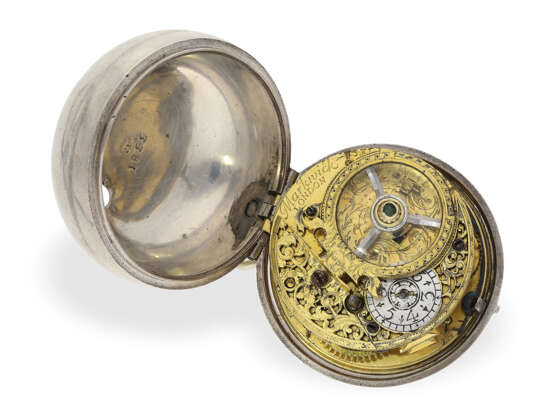 Taschenuhr: englische Sackuhr, um 1700, mit Bergkristallkloben, James Markwick London - photo 2